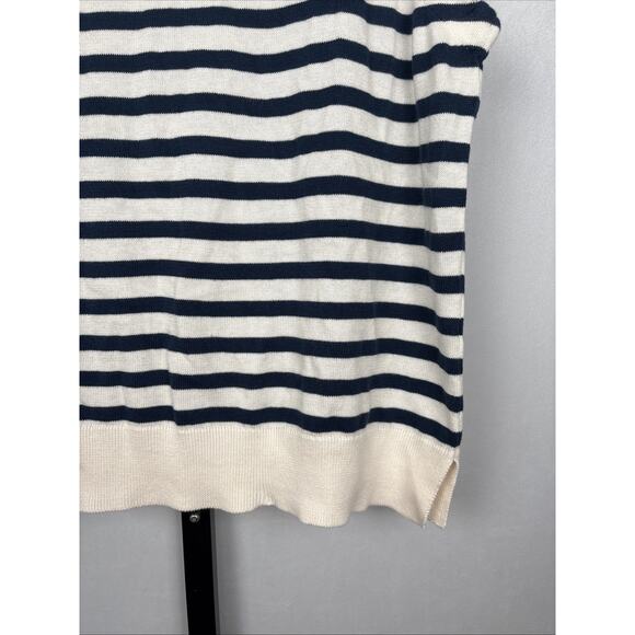 PACT Classic Fine Knit Shell Top Women's XL Blue White Stripe Organic Cotton - Picture 4 of 11